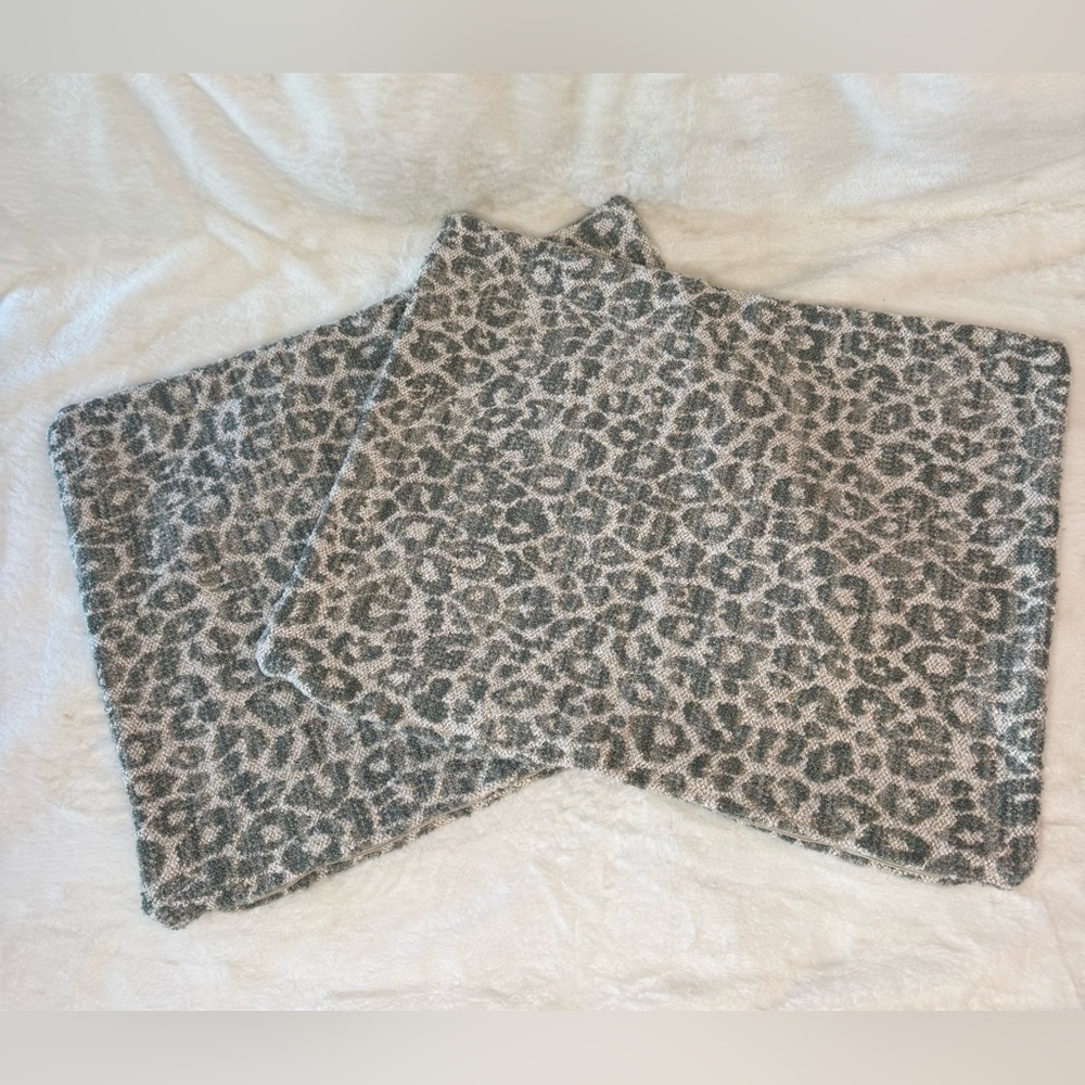 Custom Teal & Grey Leopard Upholstery Pillow Covers, Zipper Opening, set of 2